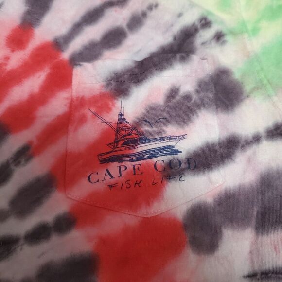 Cape Cod Fishing Adult Shirt Size M Hand Tye Dyed Comfort Colors - Picture 4 of 4